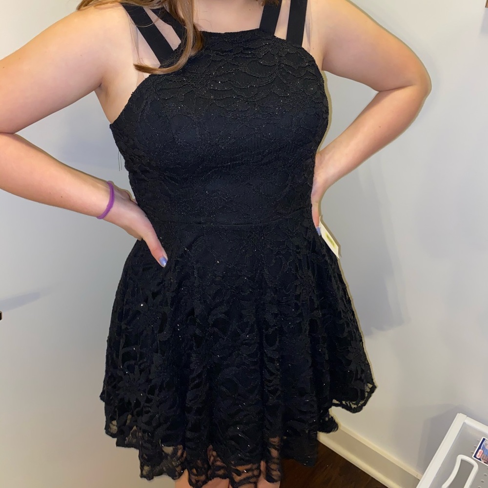 Sparkly, black, lace dress